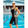 imagebeautyin Womens Boyleg Unitard Swimsuits Racerback Athletic One Piece Bathing Suits Knee Length BodysuitsGrayBlack
