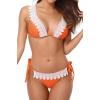 imagebeautyin Womens Crochet Lace Bikini Two Piece Triangle Swimsuit Bathing SuitsOrangeNew