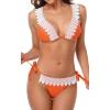 imagebeautyin Womens Crochet Lace Bikini Two Piece Triangle Swimsuit Bathing SuitsOrangeNew