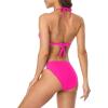 imagebeautyin Womens Crochet Lace Bikini Two Piece Triangle Swimsuit Bathing SuitsPink