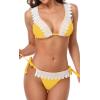 imagebeautyin Womens Crochet Lace Bikini Two Piece Triangle Swimsuit Bathing SuitsYellowNew
