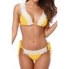 imagebeautyin Womens Crochet Lace Bikini Two Piece Triangle Swimsuit Bathing SuitsYellowNew