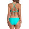 imagebeautyin Womens Floral Striped Halter High Neck Bikini Swimsuit Set Cross BackAqua