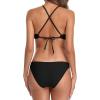 imagebeautyin Womens Floral Striped Halter High Neck Bikini Swimsuit Set Cross BackBlack