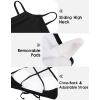 imagebeautyin Womens Floral Striped Halter High Neck Bikini Swimsuit Set Cross BackBlack