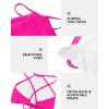 imagebeautyin Womens Floral Striped Halter High Neck Bikini Swimsuit Set Cross BackHot Pink