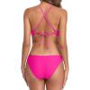 imagebeautyin Womens Floral Striped Halter High Neck Bikini Swimsuit Set Cross BackHot Pink