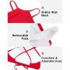 imagebeautyin Womens Floral Striped Halter High Neck Bikini Swimsuit Set Cross BackRed