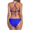 imagebeautyin Womens Floral Striped Halter High Neck Bikini Swimsuit Set Cross BackRoyal Blue