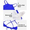 imagebeautyin Womens Floral Striped Halter High Neck Bikini Swimsuit Set Cross BackRoyal Blue