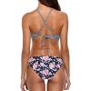 imagebeautyin Womens Floral Striped Halter High Neck Bikini Swimsuit Set Cross BackStripe