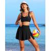 imagebeautyin Womens High Waisted Ruched Swim Skirt Split Tummy Control Tankini Swimsuit Bathing Suit Bottoms with PocketBlack