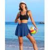 imagebeautyin Womens High Waisted Ruched Swim Skirt Split Tummy Control Tankini Swimsuit Bathing Suit Bottoms with PocketBlue