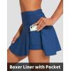imagebeautyin Womens High Waisted Ruched Swim Skirt Split Tummy Control Tankini Swimsuit Bathing Suit Bottoms with PocketBlue