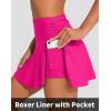 imagebeautyin Womens High Waisted Ruched Swim Skirt Split Tummy Control Tankini Swimsuit Bathing Suit Bottoms with PocketPink