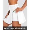 imagebeautyin Womens High Waisted Ruched Swim Skirt Split Tummy Control Tankini Swimsuit Bathing Suit Bottoms with PocketWhite