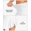 imagebeautyin Womens High Waisted Ruched Swim Skirt Split Tummy Control Tankini Swimsuit Bathing Suit Bottoms with PocketWhite