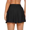 imagebeautyin Womens High Waisted Swim Skirt with Zipper Pockets Tummy Control Bathing Suit Swim BottomsBlack
