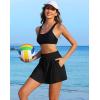 imagebeautyin Womens High Waisted Swim Skirt with Zipper Pockets Tummy Control Bathing Suit Swim BottomsBlack