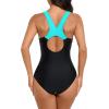 imagebeautyin Womens One Piece Athletic Racerback Swimsuit Slimming Bathing SuitAquaBlack