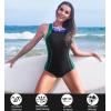 imagebeautyin Womens One Piece Athletic Racerback Swimsuit Slimming Bathing SuitBlack Green