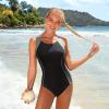 imagebeautyin Womens One Piece Athletic Racerback Swimsuit Slimming Bathing SuitBlack Grey