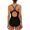 imagebeautyin Womens One Piece Athletic Racerback Swimsuit Slimming Bathing SuitBlack Grey