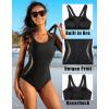 imagebeautyin Womens One Piece Athletic Racerback Swimsuit Slimming Bathing SuitBlackYellowNew