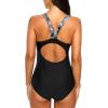 imagebeautyin Womens One Piece Athletic Racerback Swimsuit Slimming Bathing SuitBlackwhite