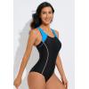 imagebeautyin Womens One Piece Athletic Racerback Swimsuit Slimming Bathing SuitBlueBlack