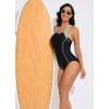 imagebeautyin Womens One Piece Athletic Racerback Swimsuit Slimming Bathing SuitGreyBlack