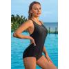 imagebeautyin Womens One Piece Athletic Racerback Swimsuit Slimming Bathing SuitSolid Black