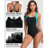 imagebeautyin Womens One Piece Sport Swimsuit Water Aerobic Bathing Suit Lap SwimwearAqua  Grey