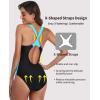 imagebeautyin Womens One Piece Sport Swimsuit Water Aerobic Bathing Suit Lap SwimwearAqua  Grey