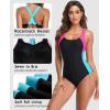 imagebeautyin Womens One Piece Sport Swimsuit Water Aerobic Bathing Suit Lap SwimwearBlack Blue  Pink