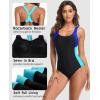 imagebeautyin Womens One Piece Sport Swimsuit Water Aerobic Bathing Suit Lap SwimwearBlack Blue