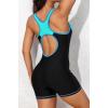 imagebeautyin Womens One Piece Swimsuits Boyleg Athletic Swimwear Conservative Training Bathing SuitsBlackBlue