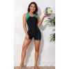 imagebeautyin Womens One Piece Swimsuits Boyleg Athletic Swimwear Conservative Training Bathing SuitsBlackGreen