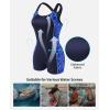 imagebeautyin Womens One Piece Swimsuits Boyleg Athletic Swimwear Conservative Training Bathing SuitsBlueNavy