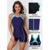 imagebeautyin Womens One Piece Swimsuits Boyleg Athletic Swimwear Conservative Training Bathing SuitsNavyPrint