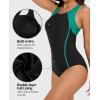 imagebeautyin Womens Pro One Piece Swimsuit Women Athletic Swimming Bathing SuitGreenBlack