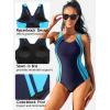 imagebeautyin Womens Pro One Piece Swimsuit Women Athletic Swimming Bathing SuitLight BlueNavy
