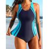 imagebeautyin Womens Pro One Piece Swimsuit Women Athletic Swimming Bathing SuitLight BlueNavy