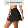 imagebeautyin Womens Solid Swim Skirt Buildin Brief Tummy Control Tankini BottomsHigh Waist Black