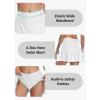 imagebeautyin Womens Solid Swim Skirt Buildin Brief Tummy Control Tankini BottomsWhite