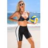 imagebeautyin Womens Swim Shorts High Waisted Quick Dry Swimsuit Bathing Suit BottomsBlack