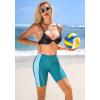 imagebeautyin Womens Swim Shorts High Waisted Quick Dry Swimsuit Bathing Suit BottomsBlue