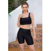 imagebeautyin Womens Swim Shorts High Waisted Quick Dry Swimsuit Bathing Suit BottomsSolid Black