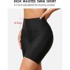 imagebeautyin Womens Swim Shorts High Waisted Quick Dry Swimsuit Bathing Suit BottomsSolid Black