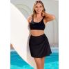 imagebeautyin Womens Swim Skirt High Waisted Tummy Control Twisted Waist Pleated Swimsuit Bathing Suit BottomsBlack